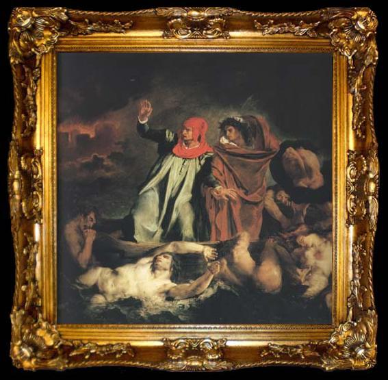 framed  Eugene Delacroix Dante and Virgil in Hell (mk10), ta009-2